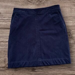Talbots Petite Navy Blue Corduroy Skirt Sz 10P Pockets Side Zipper